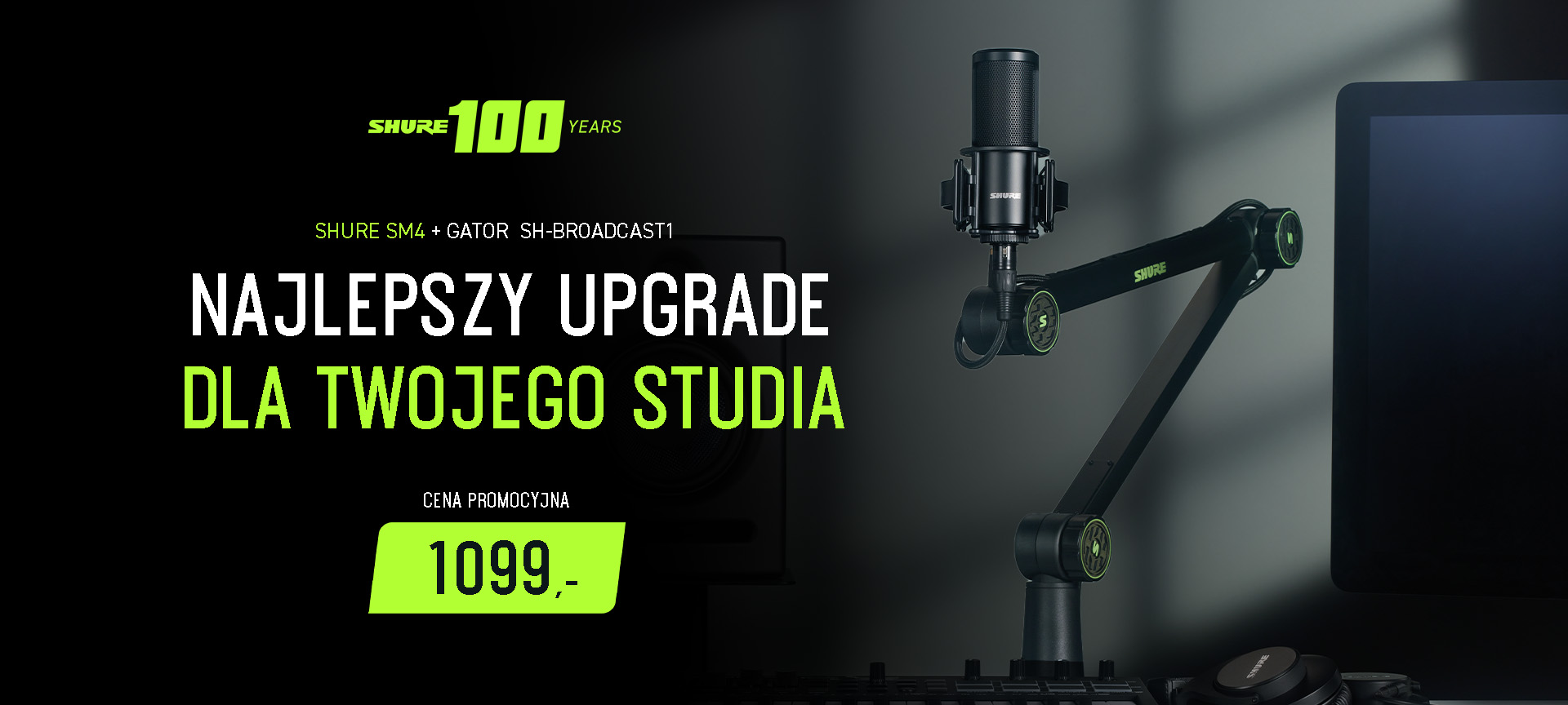 PROMOCJA MAJ: Shure SM4 i statyw GATOR SH-BROADCAST1